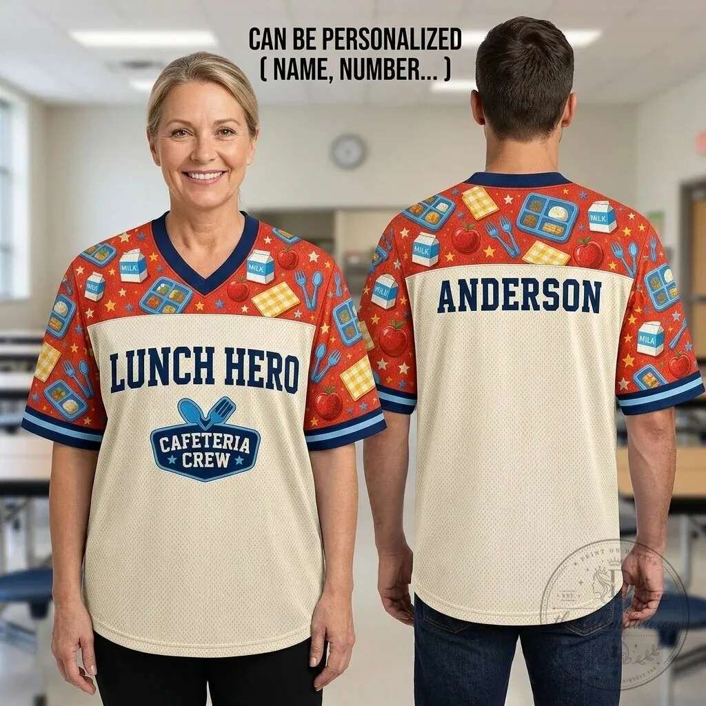 Lunch Hero Cafeteria Crew Personalized School Staff Appreciation Football Jersey