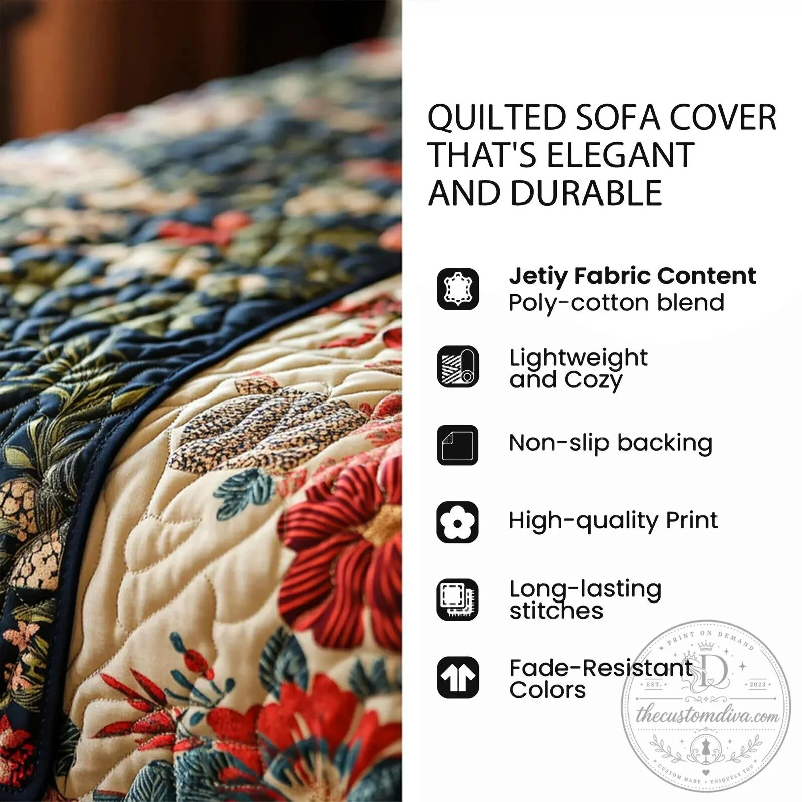 Hummingbird Blossoms Quilted Sofa Cover with Floral and Lotus Flower Design 20 Hummingbird Blossoms Quilted Sofa Cover with Floral and Lotus Flower Design