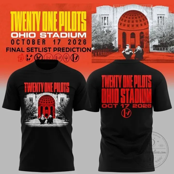 Black T-Shirt for October 2026 Concert at Ohio Stadium by Twenty One Pilots