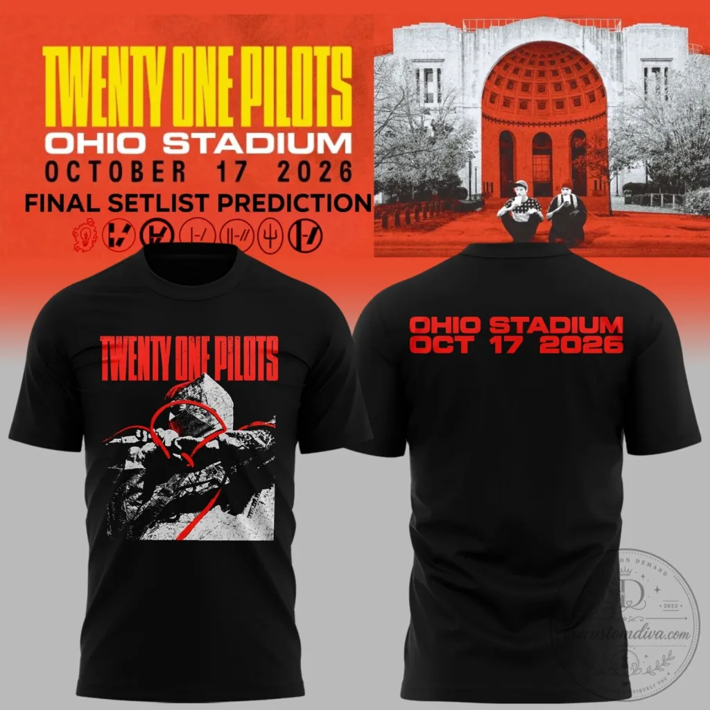 Black T-Shirt for October 2026 Tour at Ohio Stadium by Twenty One Pilots Black T-Shirt for October 2026 Tour at Ohio Stadium by Twenty One Pilots