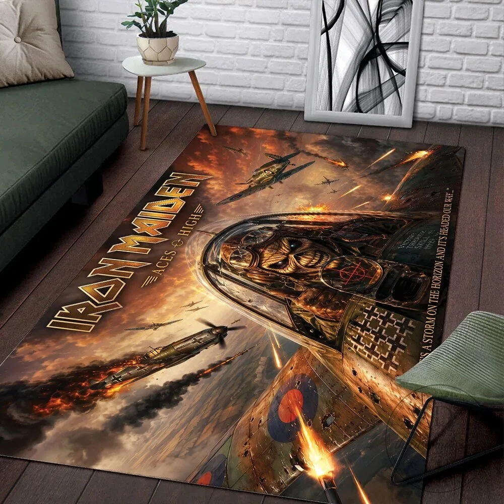 Iron Maiden Aces High Heavy Metal Music Album Art Rectangular Rug