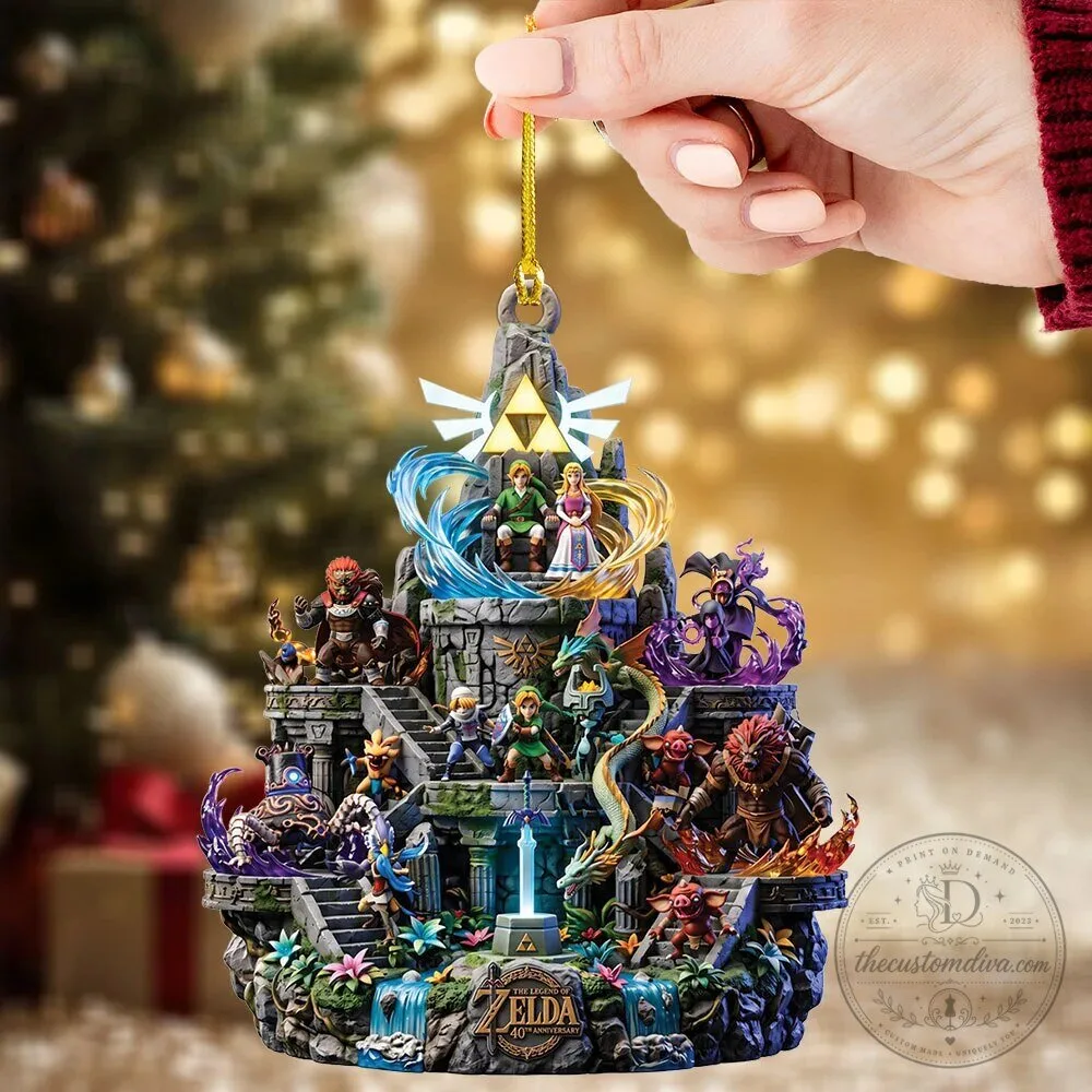 The Legend of Zelda 40th Anniversary Custom Shape Double-Sided Printed Acrylic Ornament