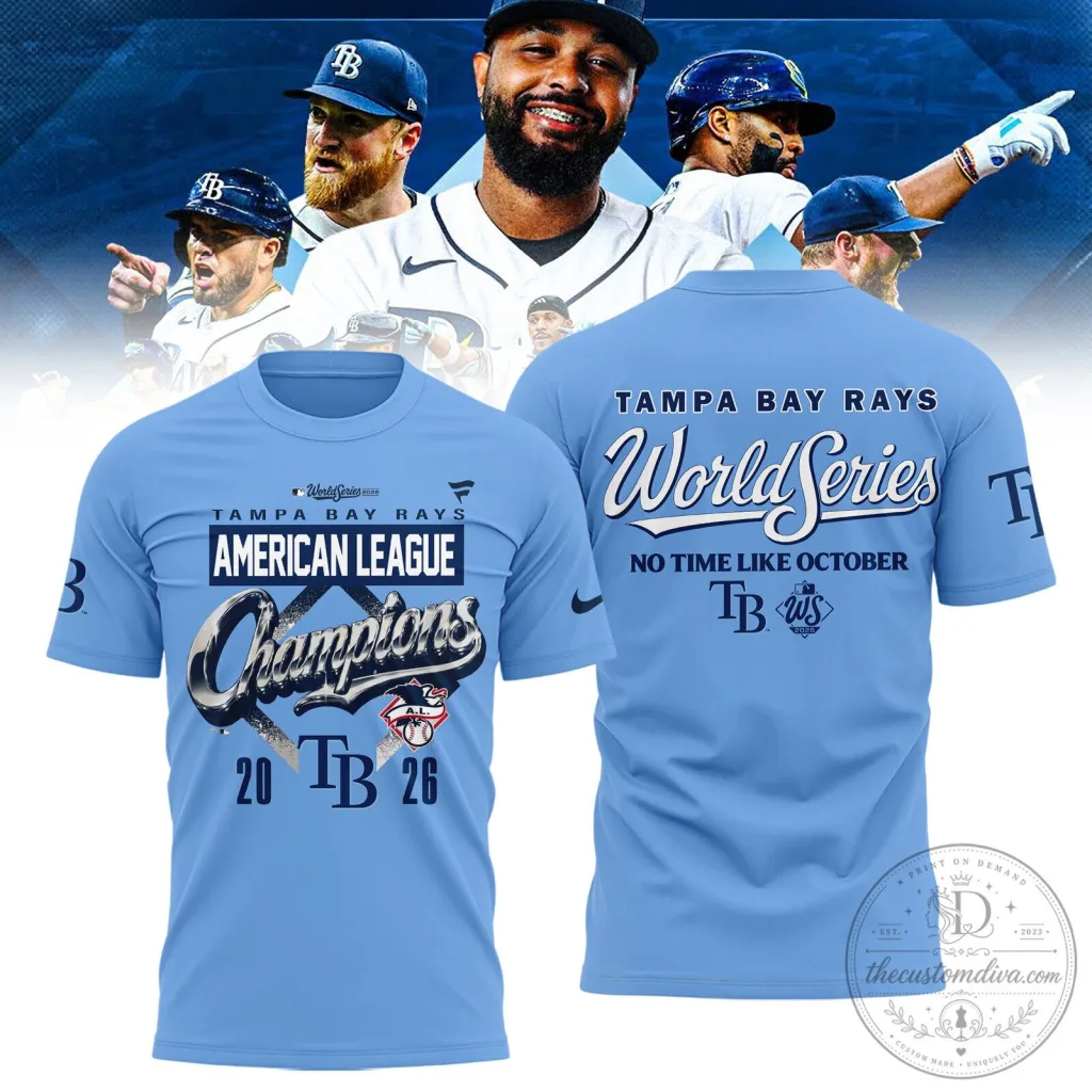 Tampa Bay Rays American League Champions 2026 World Series Light Blue T-Shirt
