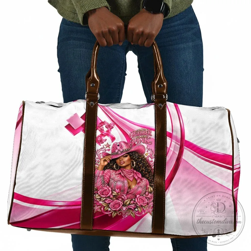 Western Wear Cowgirl Breast Cancer Awareness Pink Ribbon Travel Bag