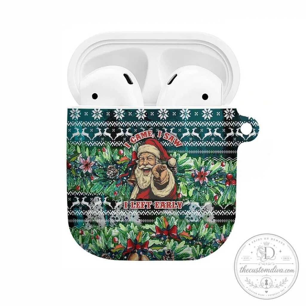 Funny Santa Claus Christmas I Came I Saw I Left Early AirPods Case