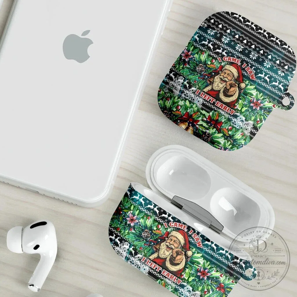 Funny Santa Claus Christmas I Came I Saw I Left Early AirPods Case 14 Funny Santa Claus Christmas I Came I Saw I Left Early AirPods Case