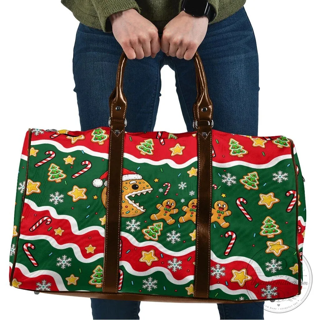 Christmas Gingerbread Cookie Arcade Game Candy Cane Holiday Travel Bag