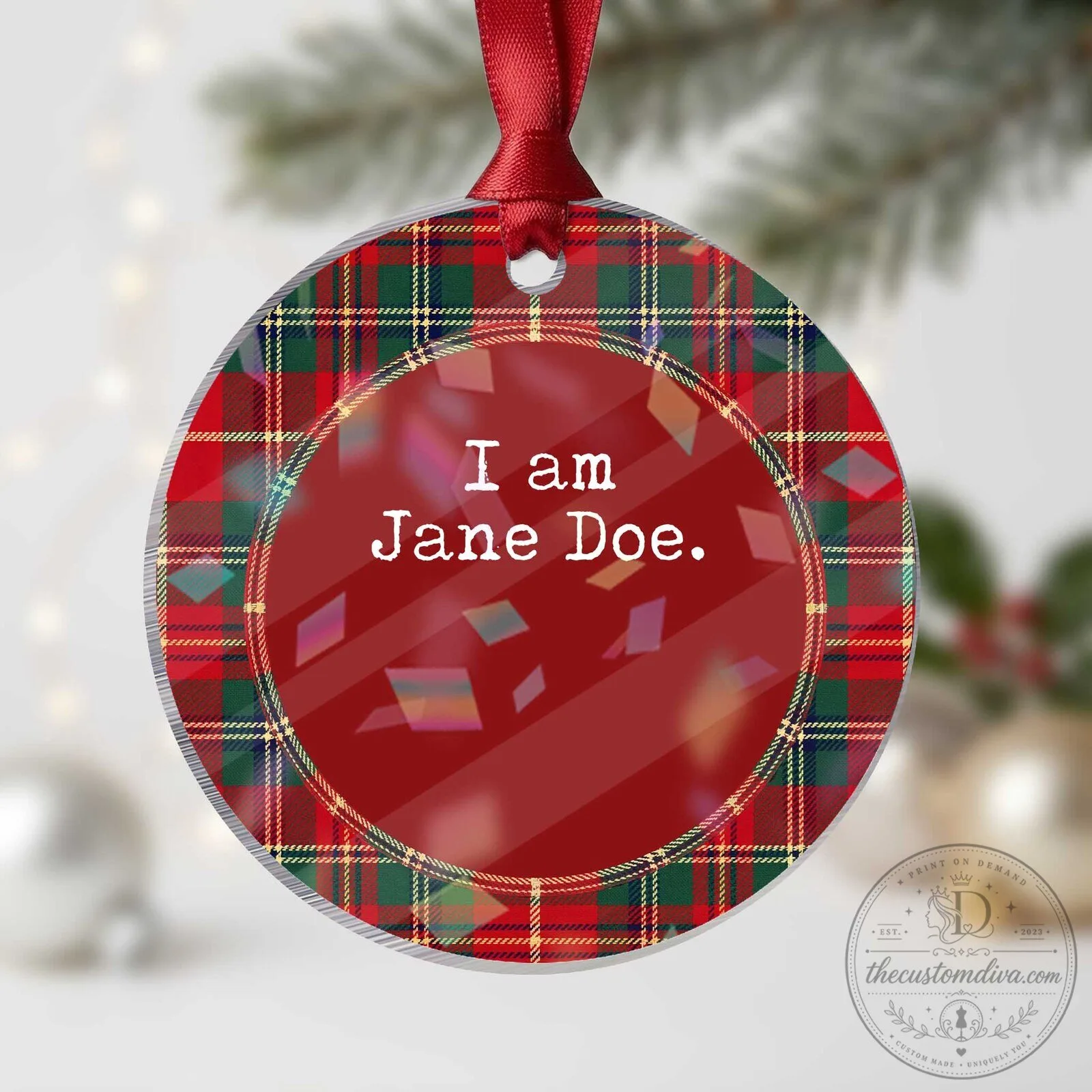 Vintage Holographic Acrylic Christmas Ornament - I Am Jane Doe Design