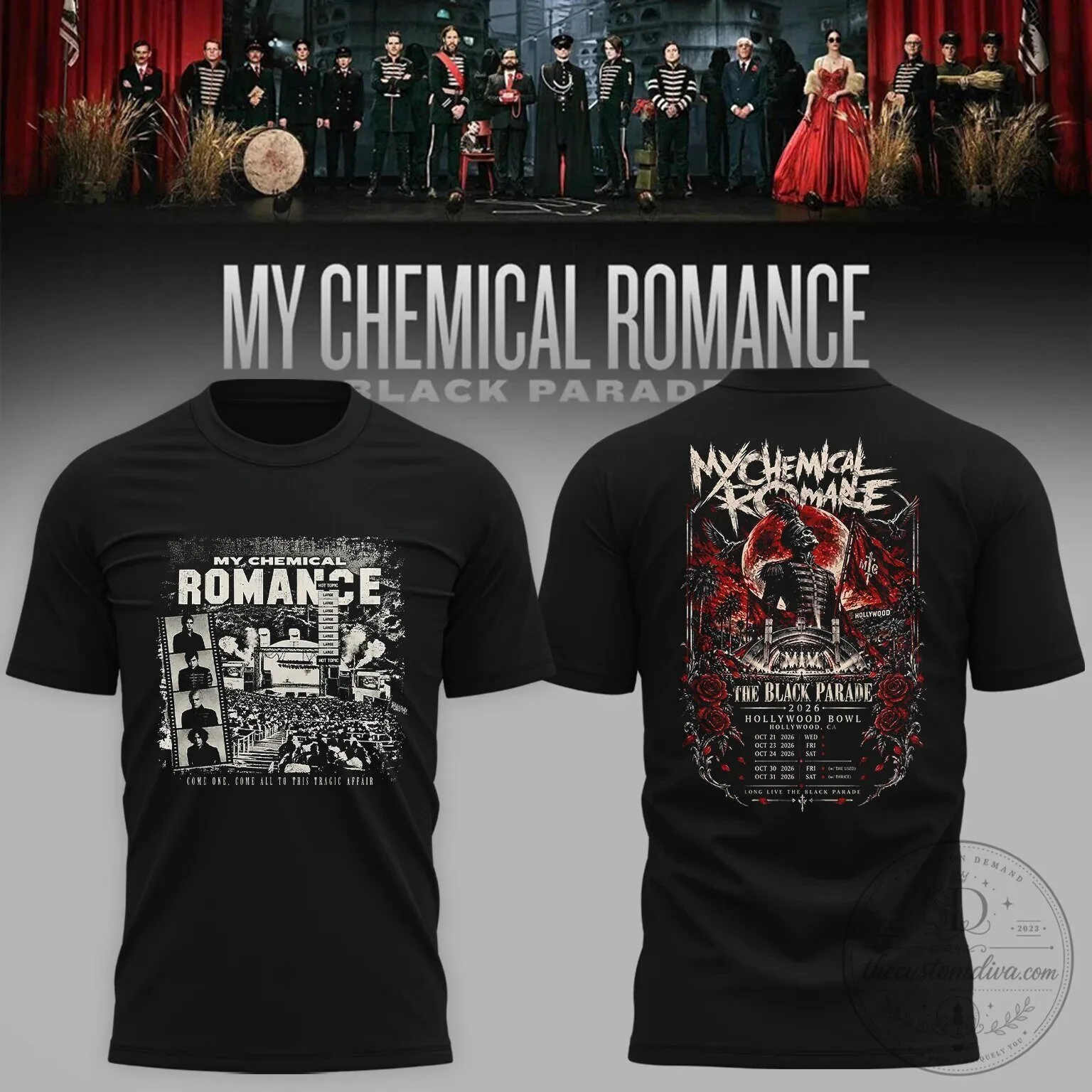 My Chemical Romance Los Angeles Hollywood Bowl 2026 Concert Tour Black T-Shirt