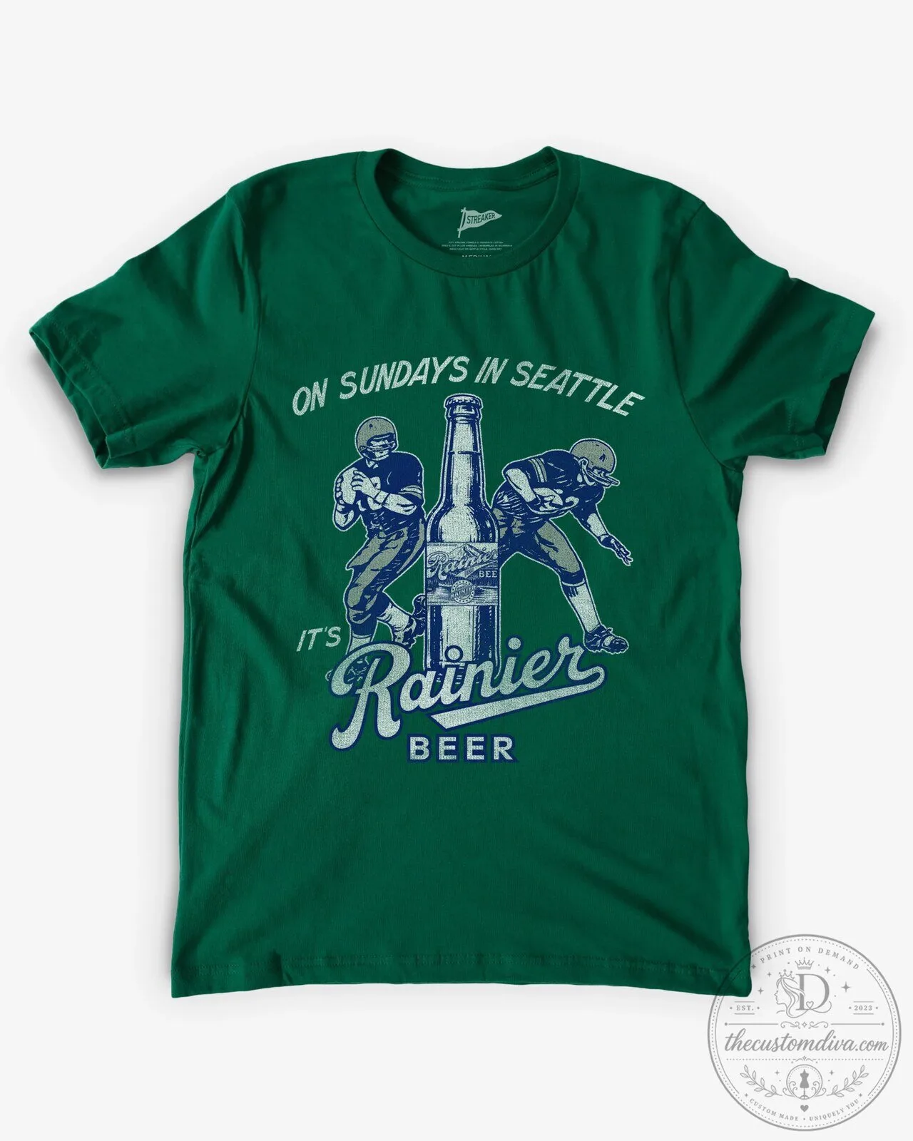 Rainier Beer Seattle Football Sundays Vintage Green T-Shirt