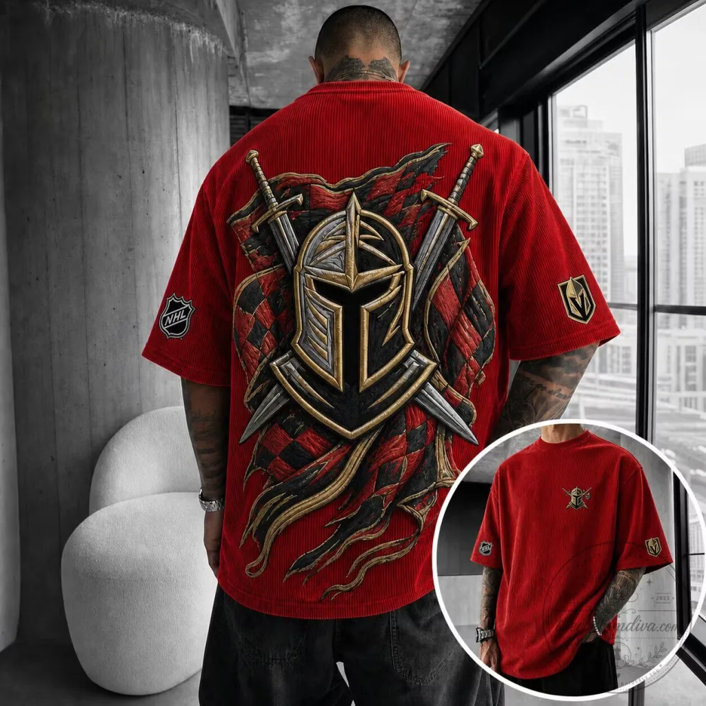 Las Vegas Golden Knights Ice Hockey Team Helmet Swords Graphic T-Shirt