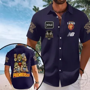 2026 AFL Premiers Hawaiian Shirt with Short Sleeves for Brisbane Lions