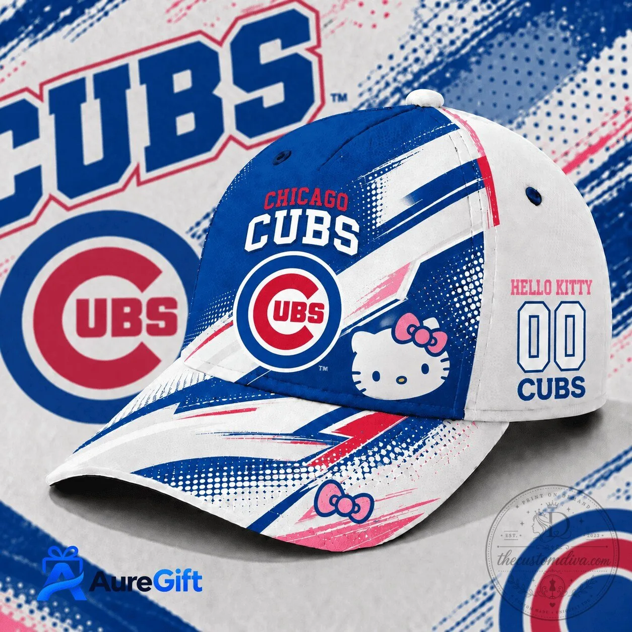 Chicago Cubs Hello Kitty Diamond Rush Baseball Cap Hat 3 Chicago Cubs Hello Kitty Diamond Rush Baseball Cap Hat