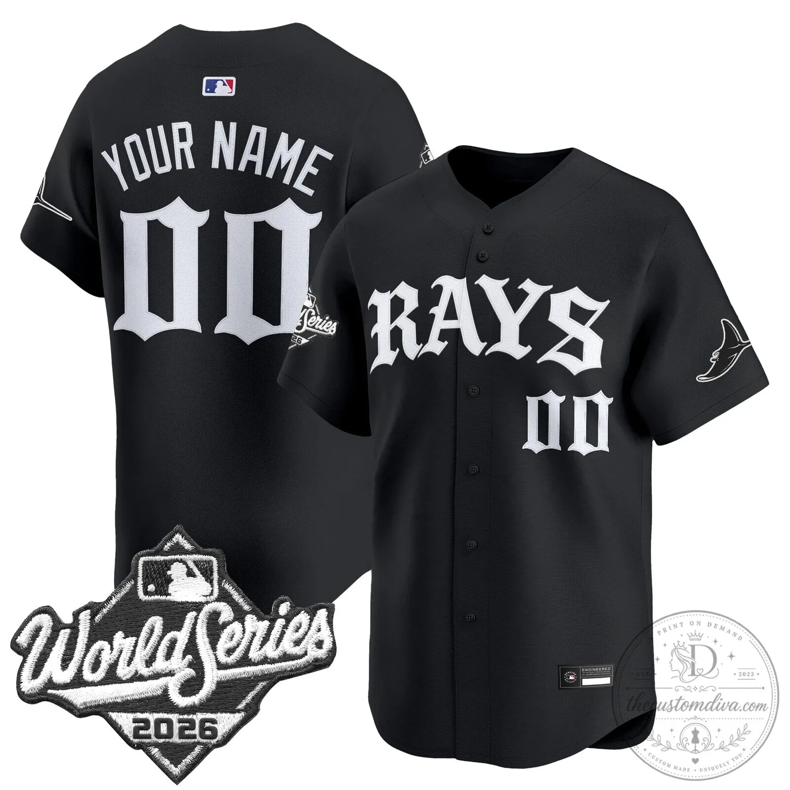 Custom Black Baseball Jersey for Tampa Bay Rays 2026 World Series
