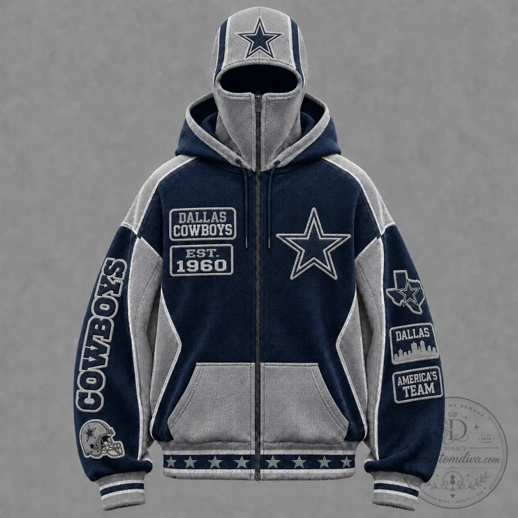 Dallas Cowboys Full-Zip Hoodie with Face Mask and Star Graphic Dallas Cowboys Full-Zip Hoodie with Face Mask and Star Graphic