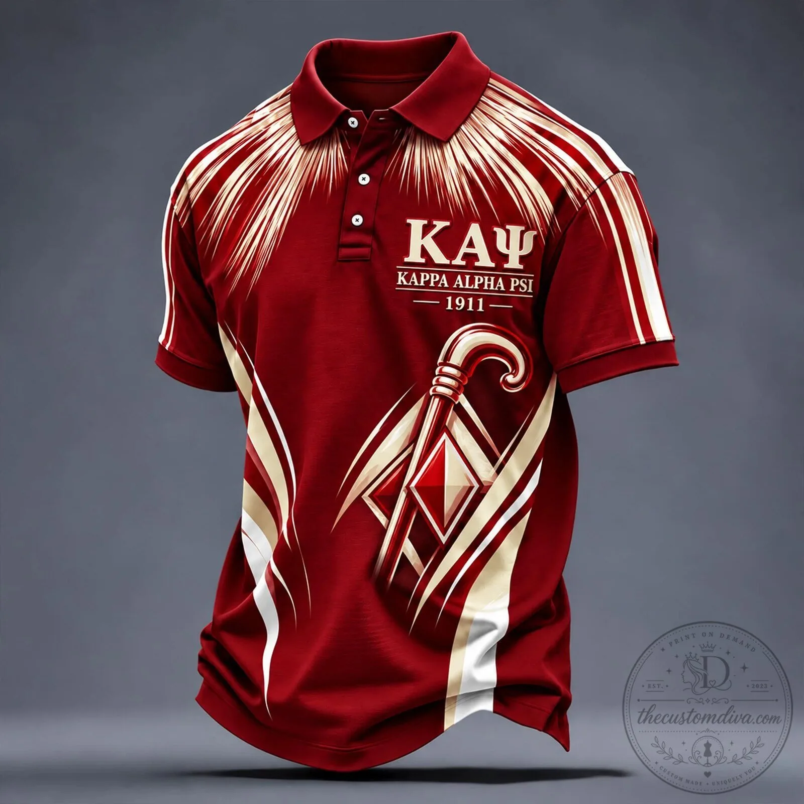 Red and Gold Polo Shirt for Kappa Alpha Psi Fraternity Incorporated, Divine Nine Apparel