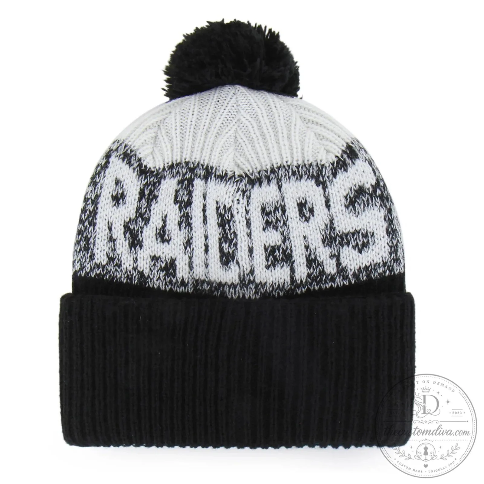 Las Vegas Raiders Black and White Knit Beanie with Pom Pom 7 Las Vegas Raiders Black and White Knit Beanie with Pom Pom