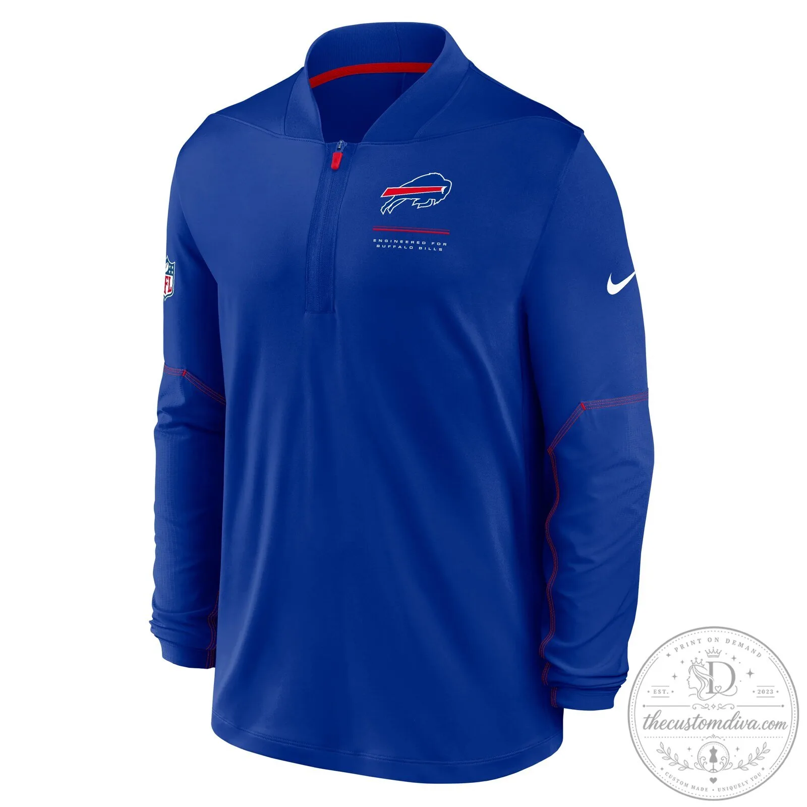 Buffalo Bills Nike Royal Blue Half-Zip Performance Jacket 8 Buffalo Bills Nike Royal Blue Half-Zip Performance Jacket