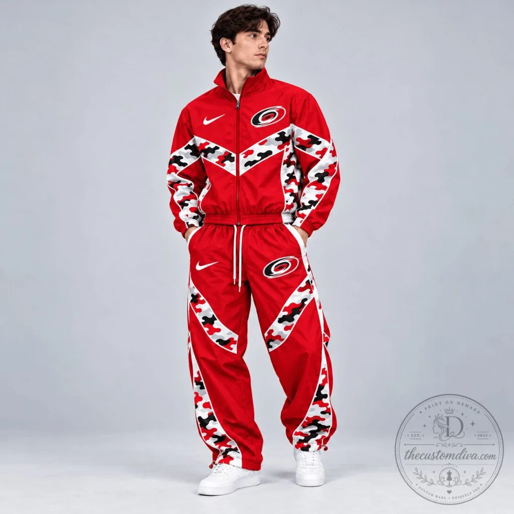 Carolina Hurricanes NHL Urban Camo Chevron Full Zip Windbreaker Jacket