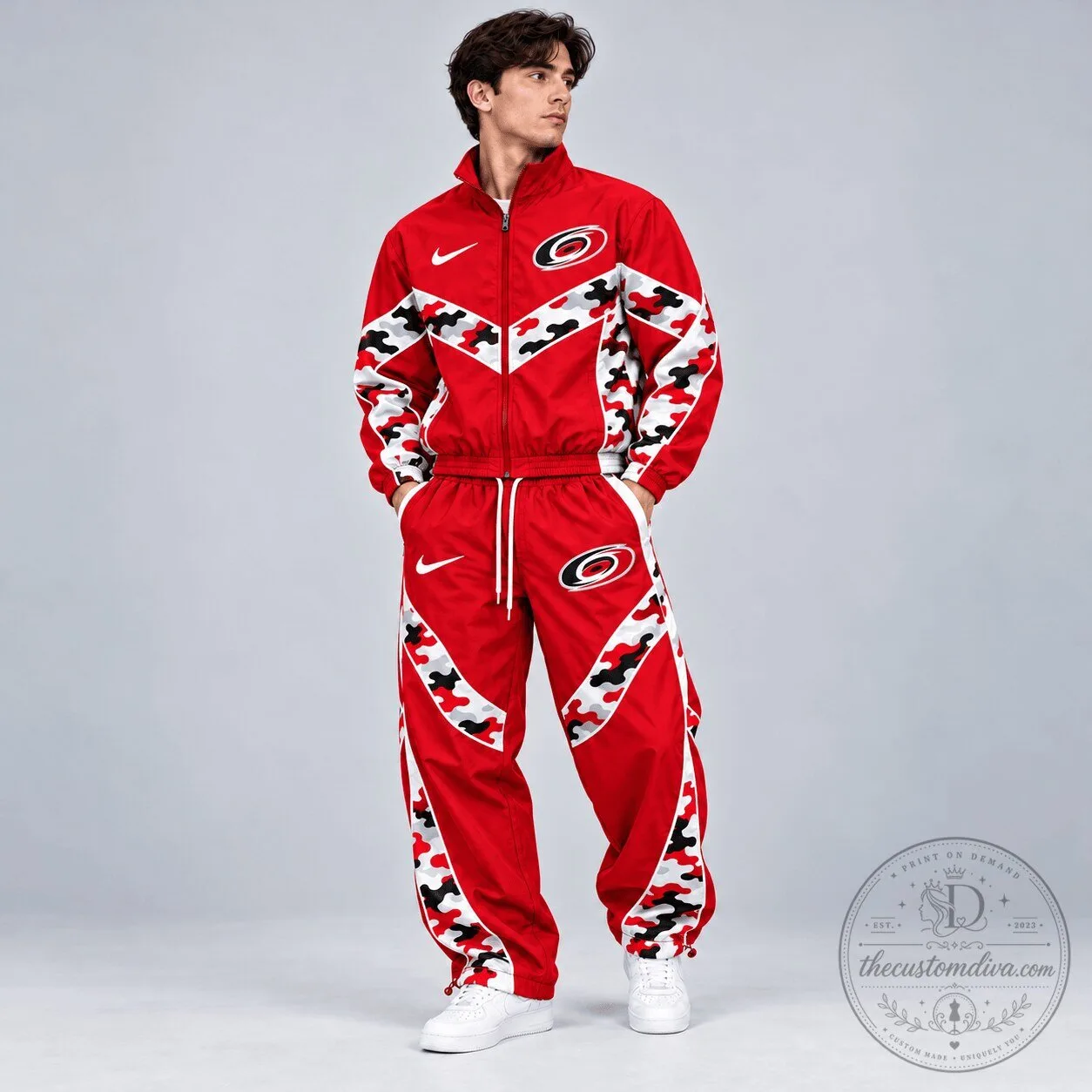 Carolina Hurricanes NHL Urban Camo Chevron Full Zip Windbreaker Jacket