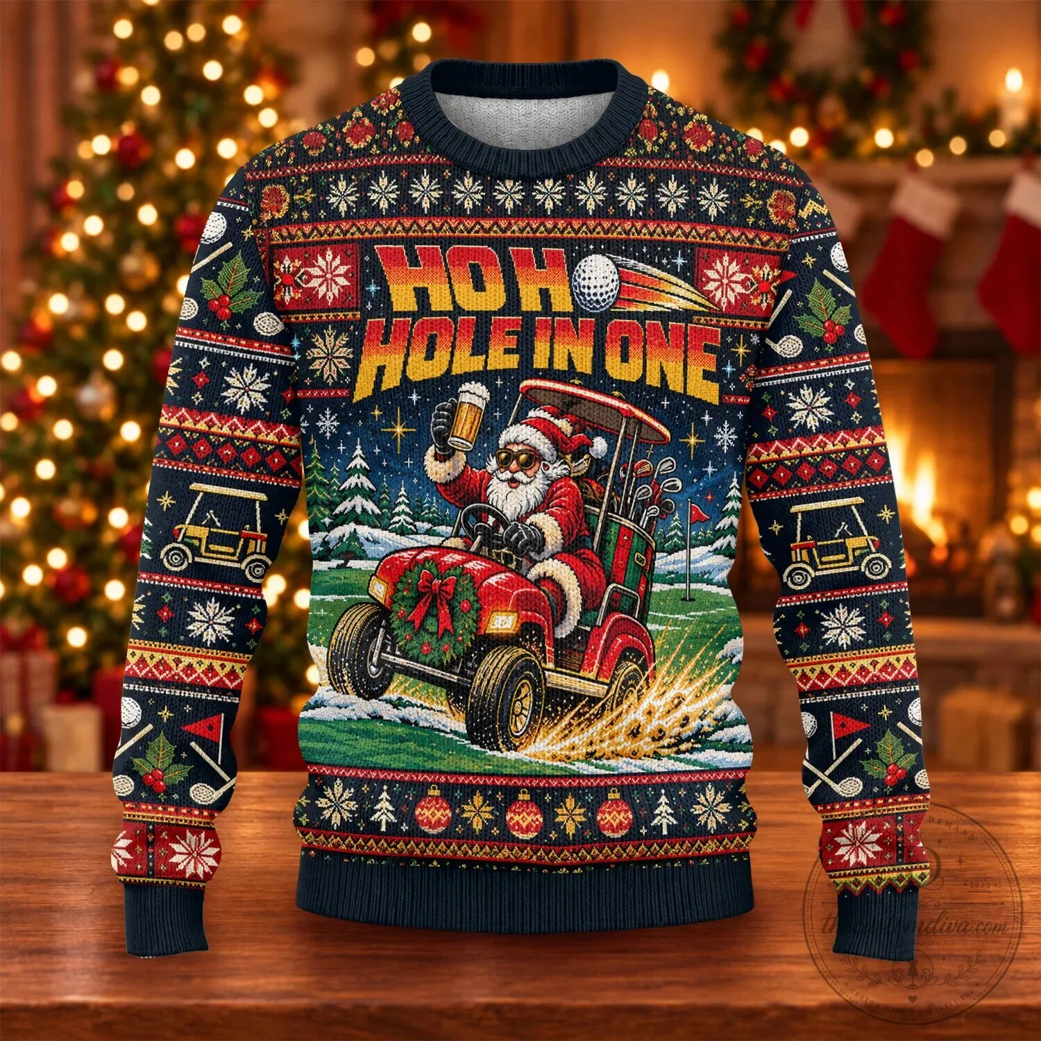 Ho Ho Hole In One Santa Claus Golfing Ugly Christmas Sweater 19 Ho Ho Hole In One Santa Claus Golfing Ugly Christmas Sweater