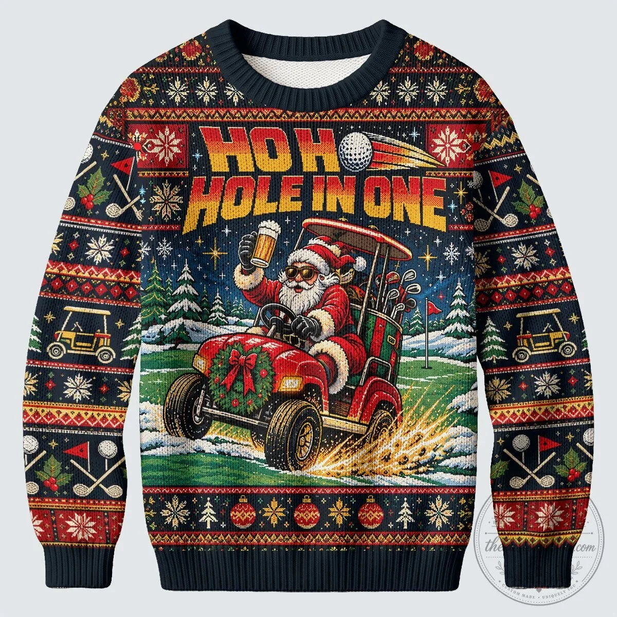 Ho Ho Hole In One Santa Claus Golfing Ugly Christmas Sweater 21 Ho Ho Hole In One Santa Claus Golfing Ugly Christmas Sweater