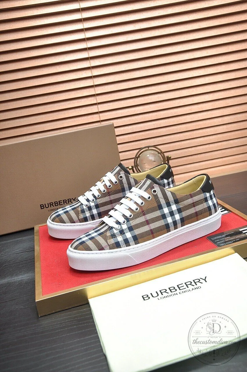 Burberry London England Plaid Check Pattern Casual Sneakers 6 Burberry London England Plaid Check Pattern Casual Sneakers