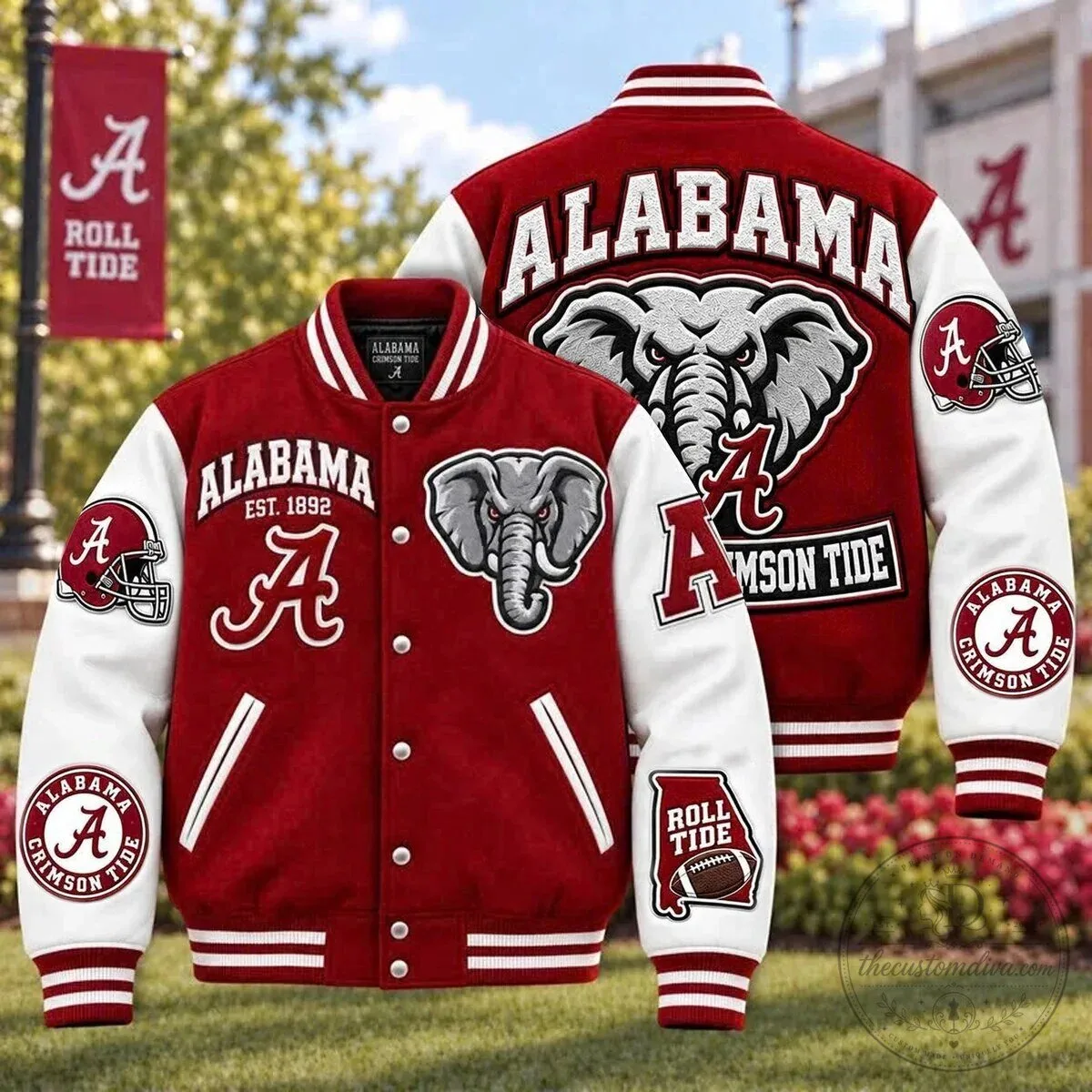 University of Alabama Crimson Tide Elephant Mascot Baseball Jacket