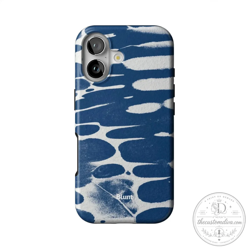 Navy Blue and White Abstract Patterned Protective Phone Case