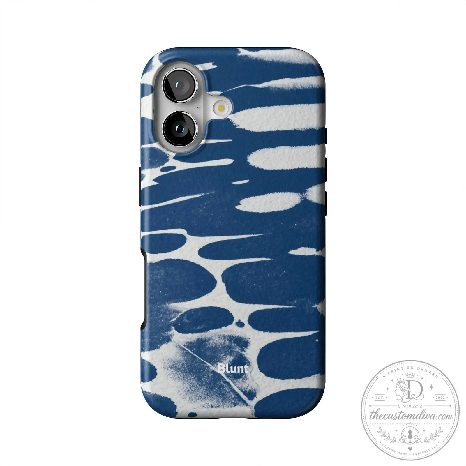 Navy Blue and White Abstract Patterned Protective Phone Case