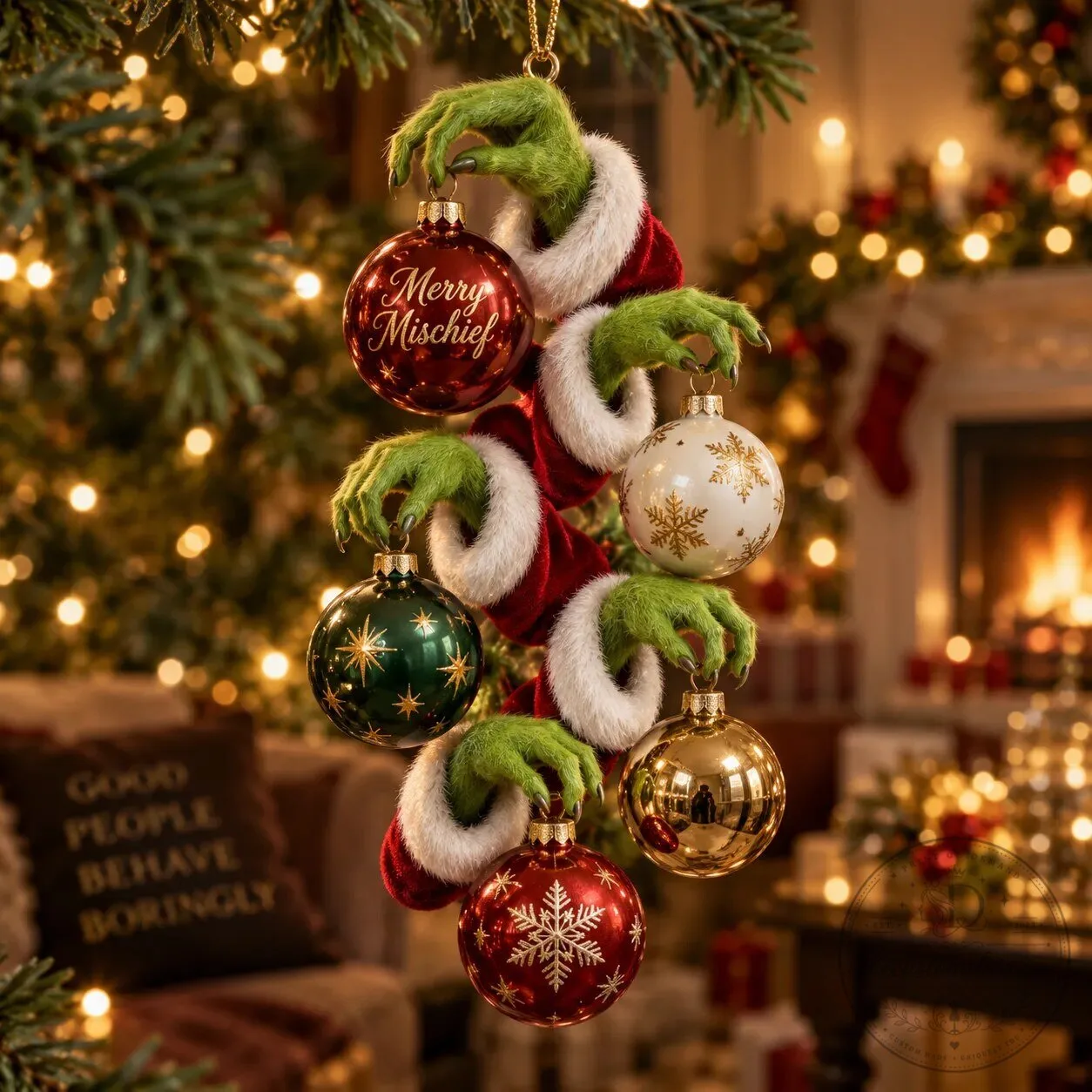 Grinch Hand Holding Christmas Ornaments Holiday Mischief Green Hand Ornament 3 Grinch Hand Holding Christmas Ornaments Holiday Mischief Green Hand Ornament