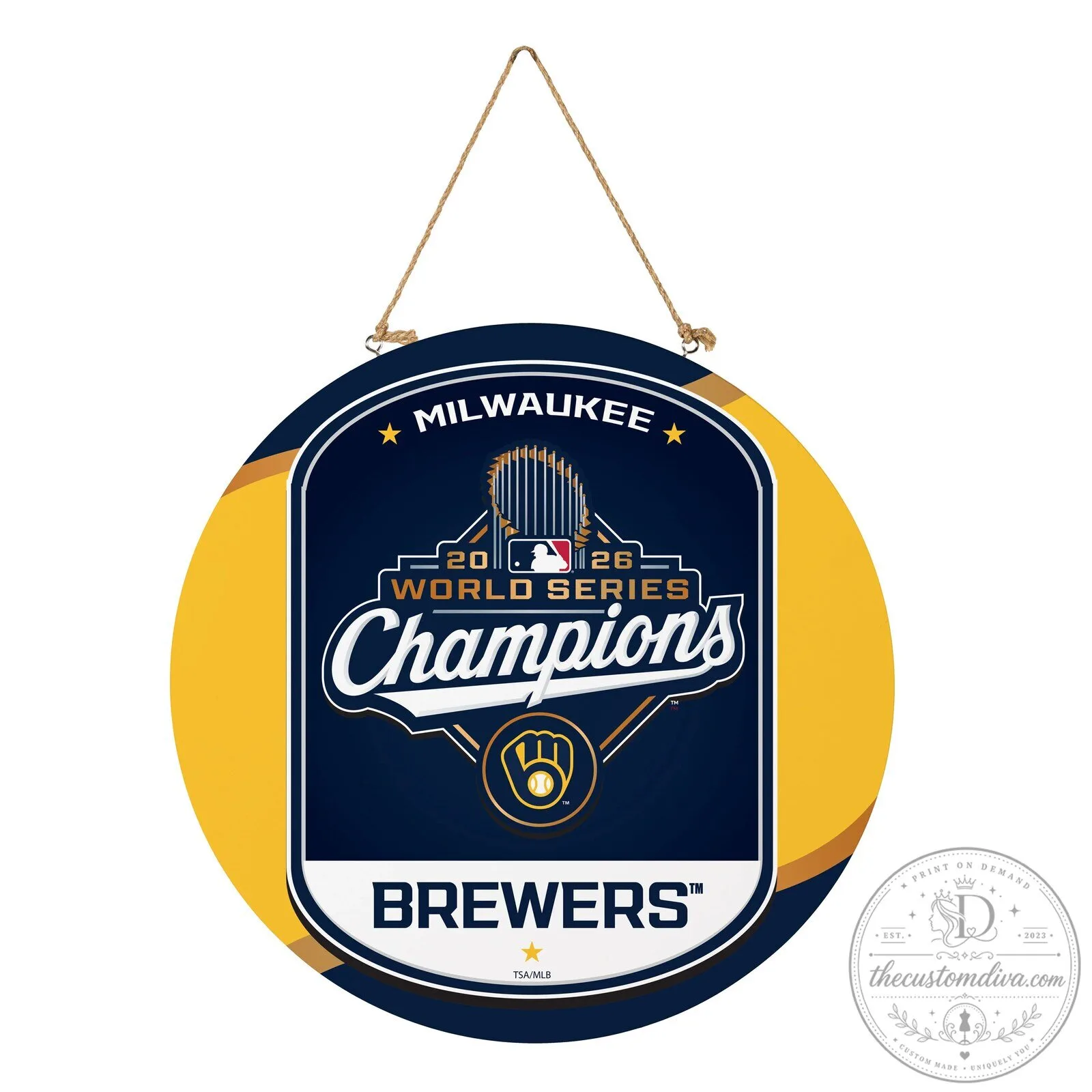 Milwaukee Brewers World Series Champions 2026 Round Door Hanger Decor 13 Milwaukee Brewers World Series Champions 2026 Round Door Hanger Decor