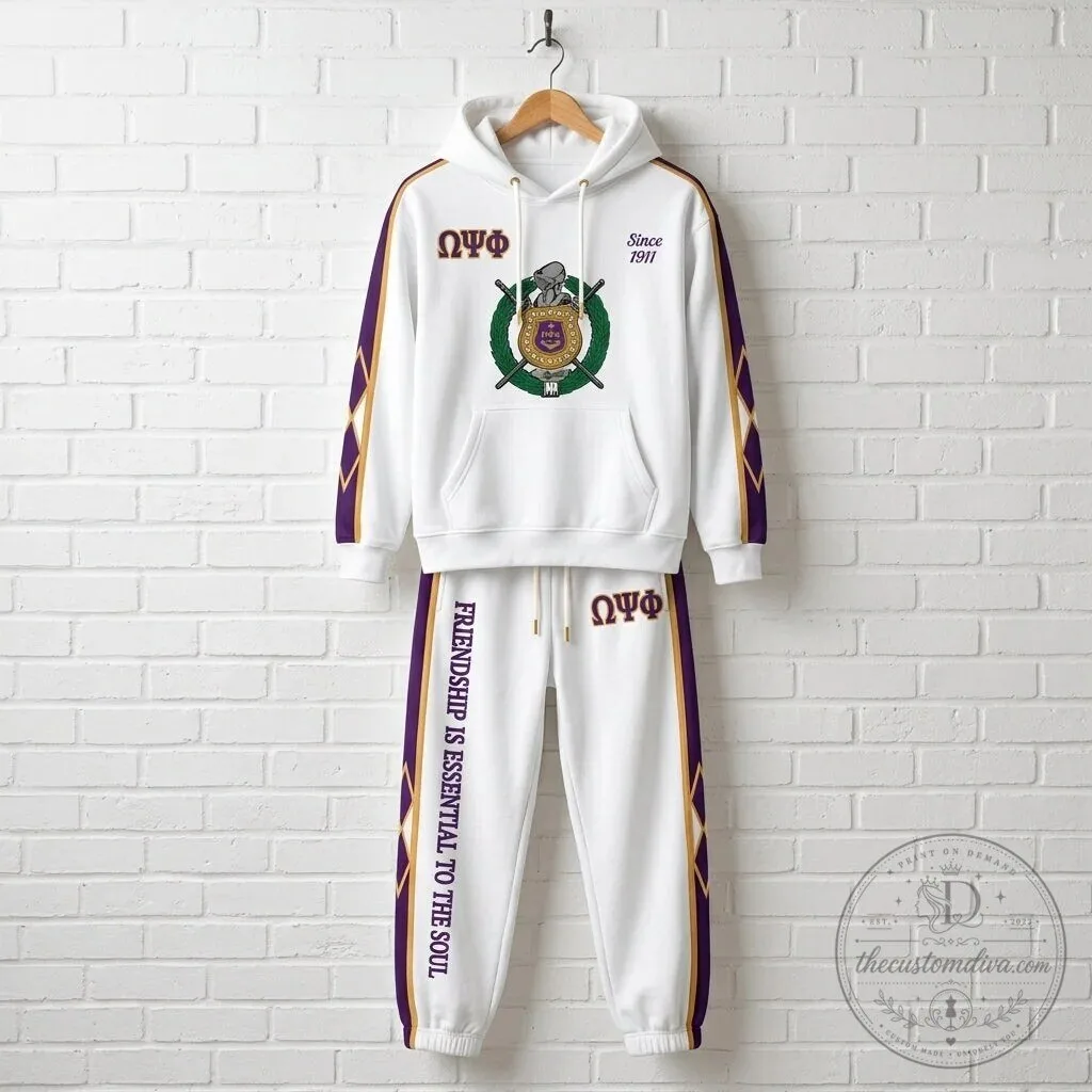 Omega Psi Phi Fraternity White Gold Purple Hoodie and Sweatpants Set 13 Omega Psi Phi Fraternity White Gold Purple Hoodie and Sweatpants Set