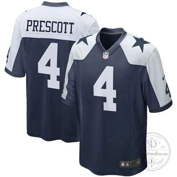 Dallas Cowboys Dak Prescott Number 4 Navy Blue American Football Jersey